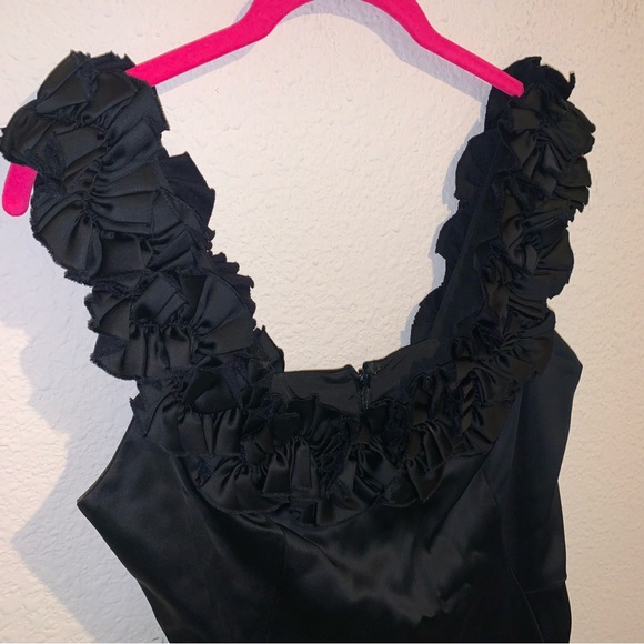 WHBM Ruffle Neckline Little Black Dress - Picture 6 of 16
